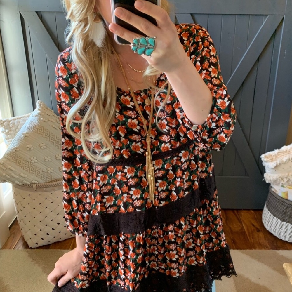 Boho Floral Winter Tunic Dress
